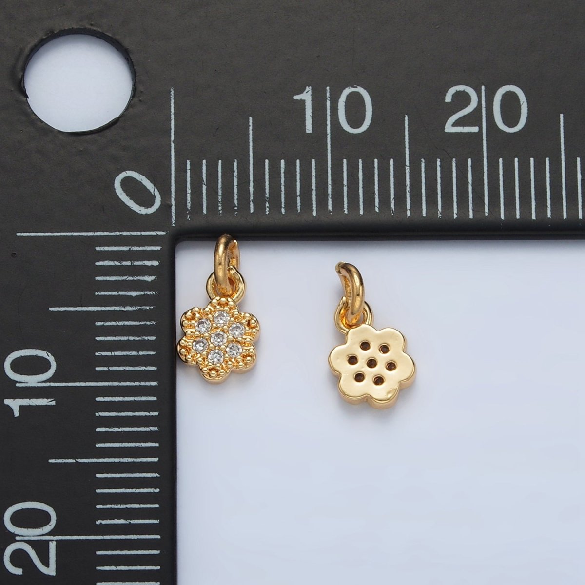 24K Gold Filled Micro Paved CZ Flower Mini Charm | AG938
