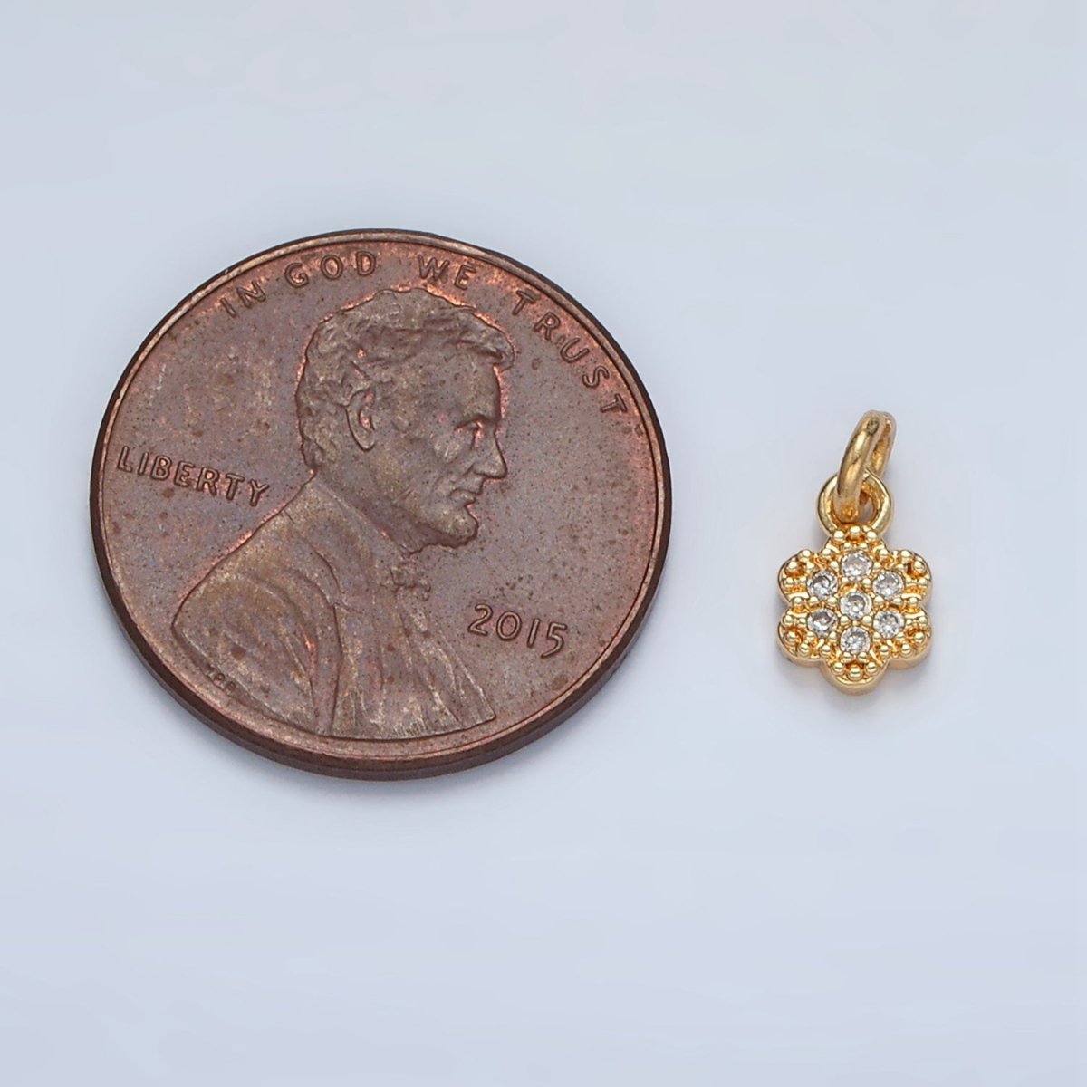 24K Gold Filled Micro Paved CZ Flower Mini Charm | AG938