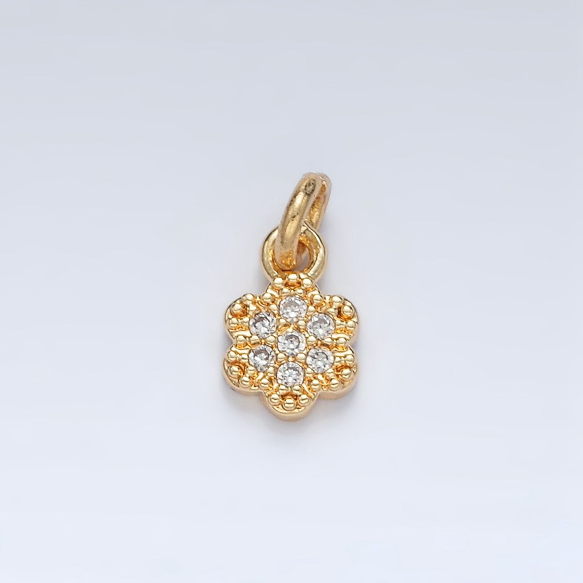 24K Gold Filled Micro Paved CZ Flower Mini Charm | AG938