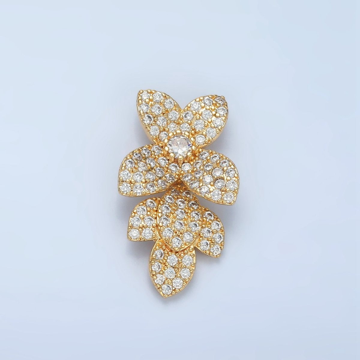 24K Gold Filled Micro Paved CZ Flower Nature Back Loop Pendant | AA862