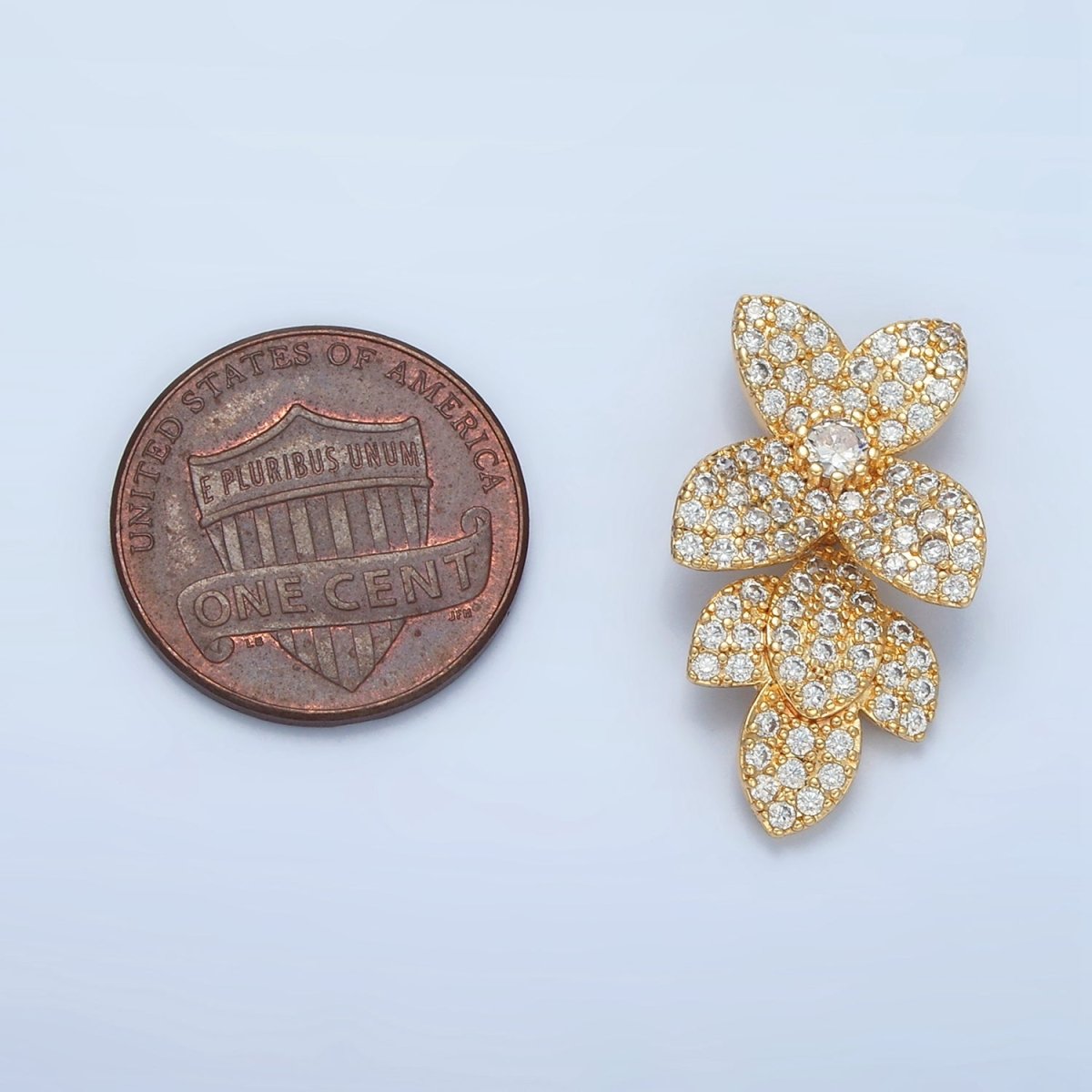 24K Gold Filled Micro Paved CZ Flower Nature Back Loop Pendant | AA862