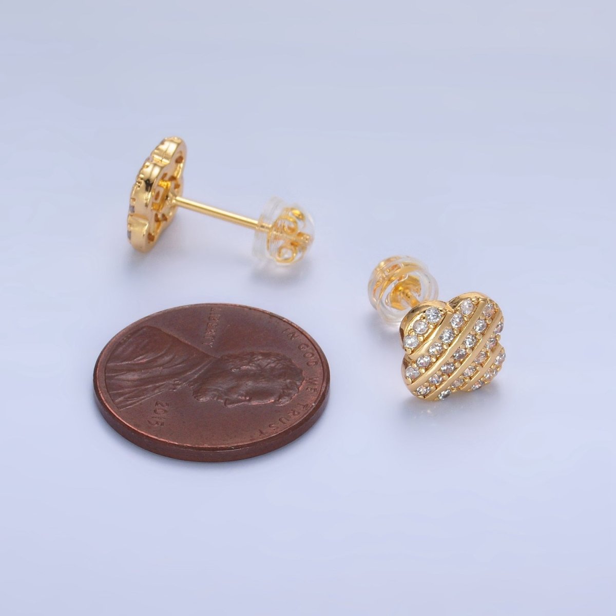 24K Gold Filled Micro Paved CZ Flower Stud Earrings | P352