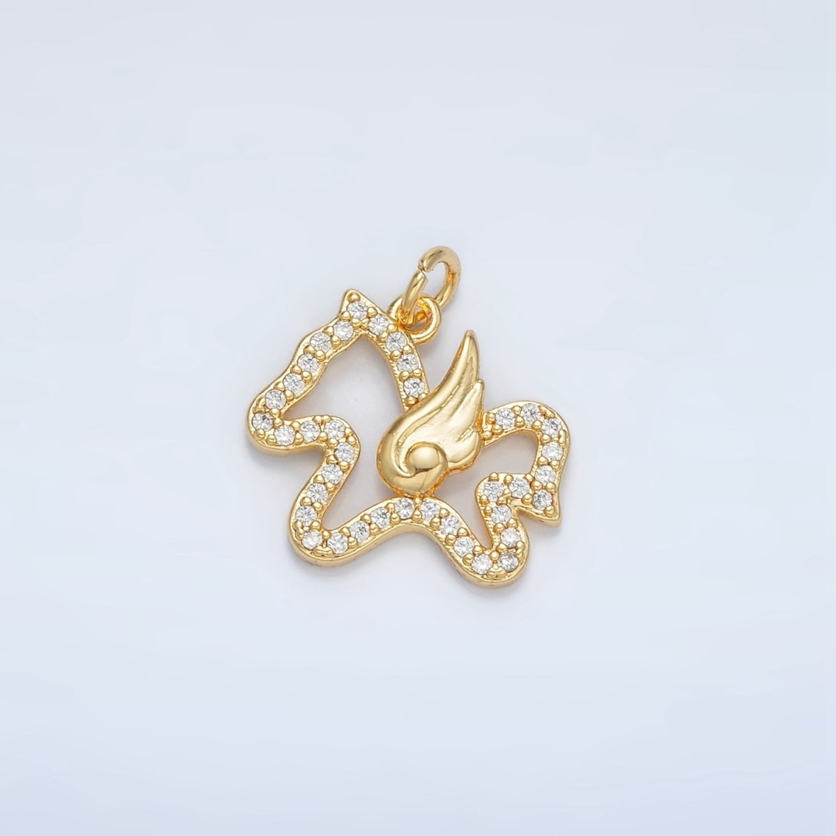 24K Gold Filled Micro Paved CZ Flying Pegasus Open Charm | AC106