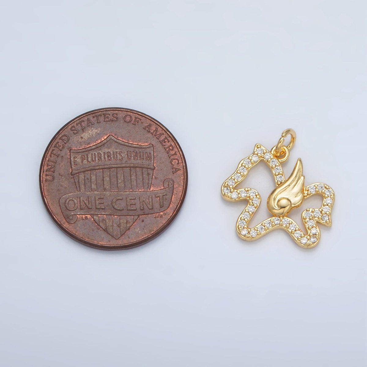 24K Gold Filled Micro Paved CZ Flying Pegasus Open Charm | AC106