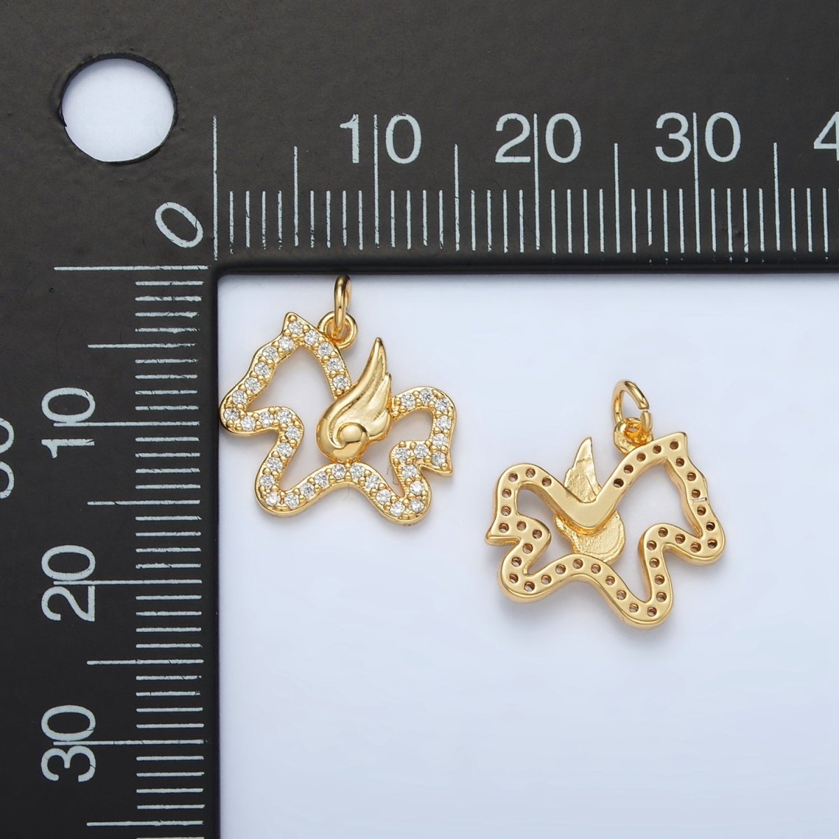 24K Gold Filled Micro Paved CZ Flying Pegasus Open Charm | AC106