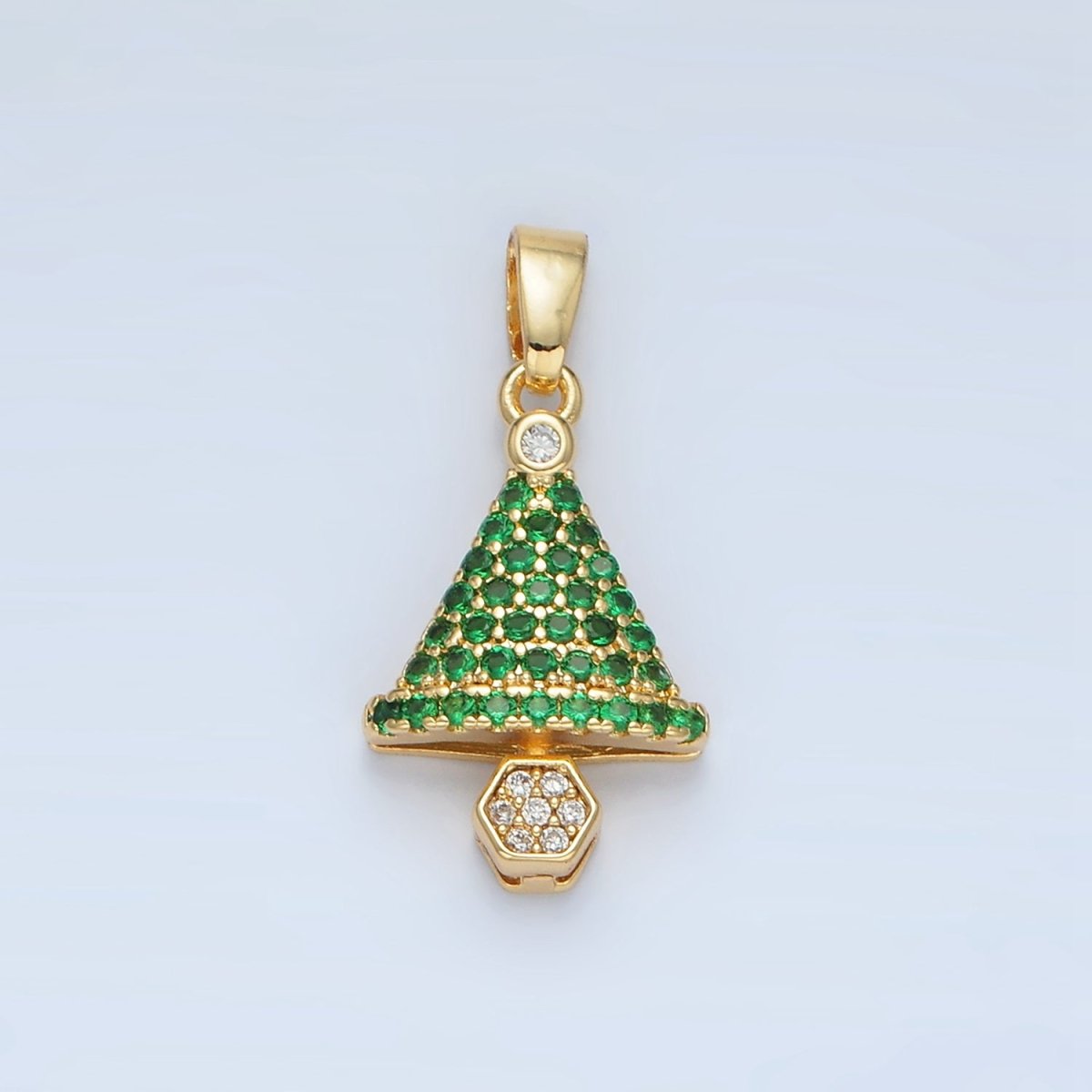 24K Gold Filled Micro Paved CZ Geometric Tree Pendant | AA888