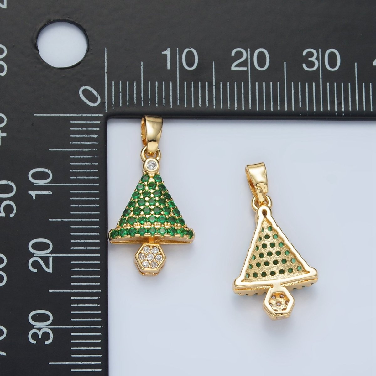 24K Gold Filled Micro Paved CZ Geometric Tree Pendant | AA888