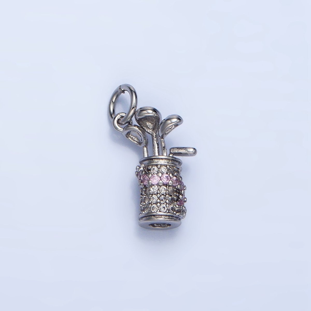 24K Gold Filled Micro Paved CZ Golf Club Sports Charm in Gold & Silver | E370