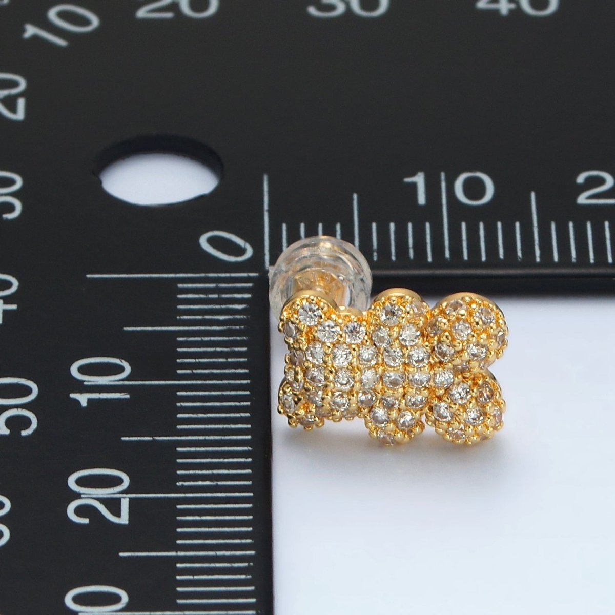 24K Gold Filled Micro Paved CZ Gummy Teddy Bear Stud Earrings | AB1240