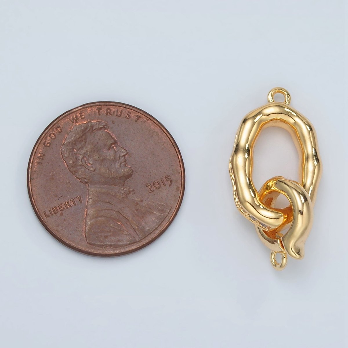 24K Gold Filled Micro Paved CZ Hammered Snap Latch Findings Set | L002