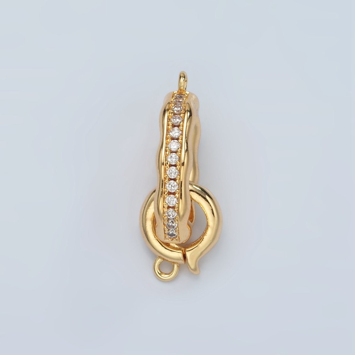 24K Gold Filled Micro Paved CZ Hammered Snap Latch Findings Set | L002