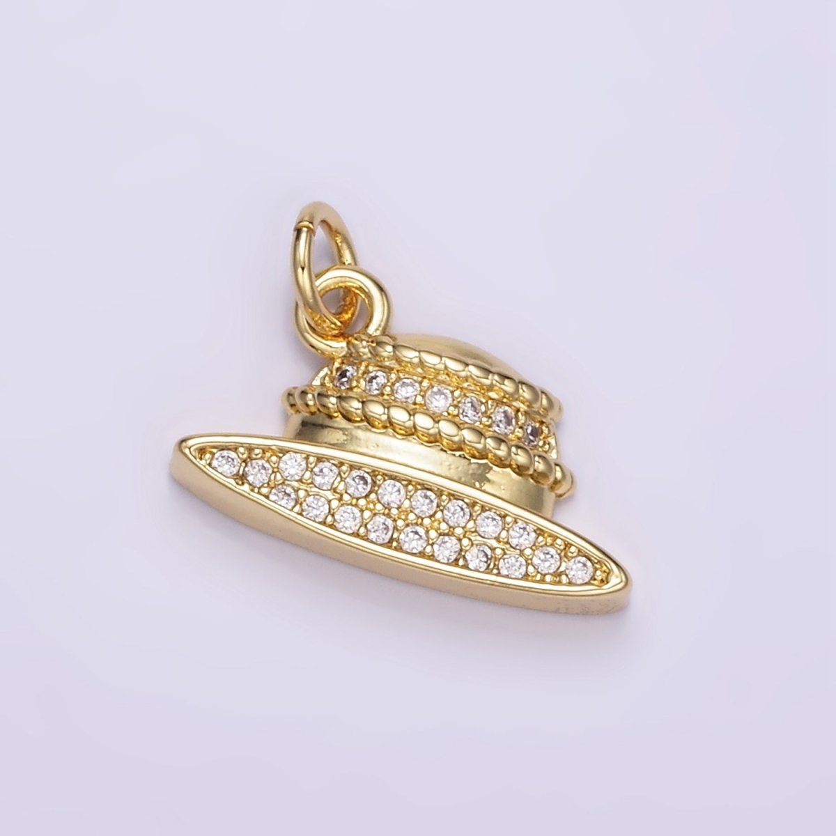 24K Gold Filled Micro Paved CZ Hat Charm | M131