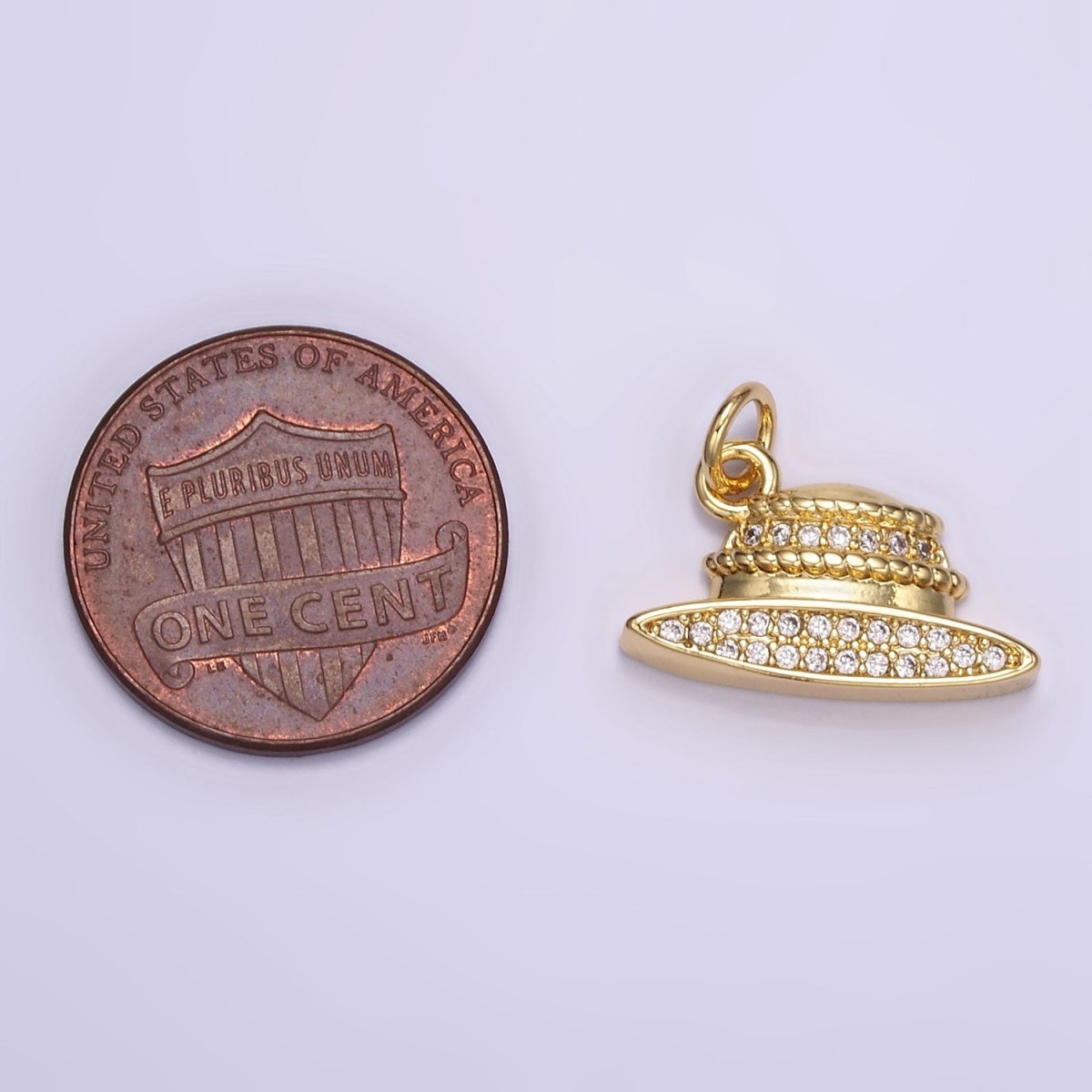 24K Gold Filled Micro Paved CZ Hat Charm | M131