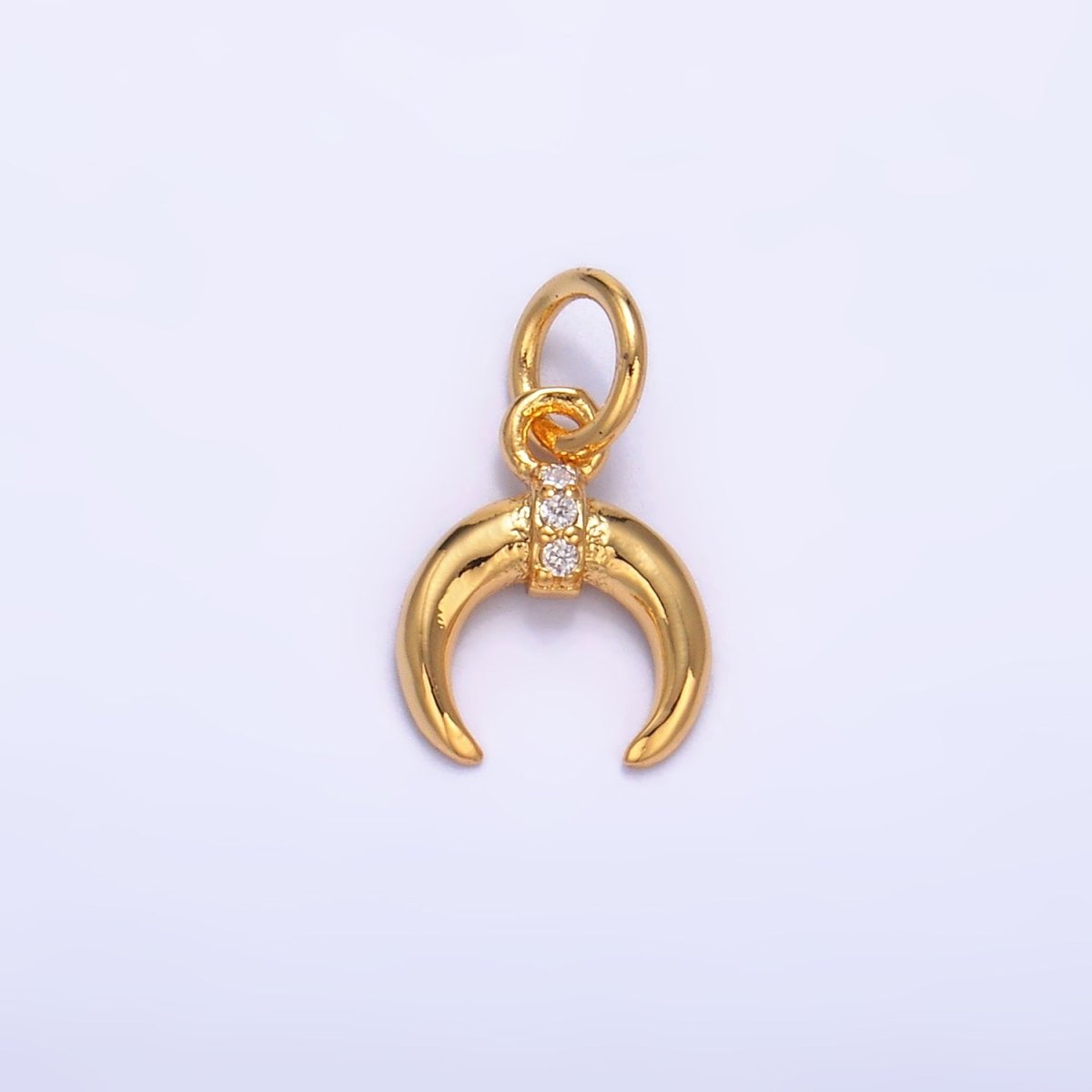 24K Gold Filled Micro Paved CZ Horn Tusk Charm | W319