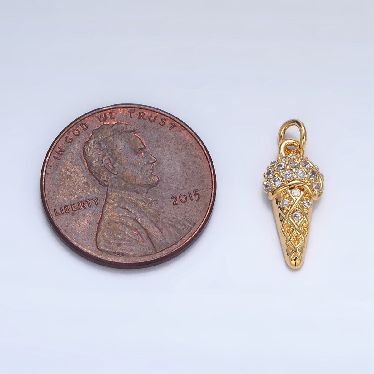 24K Gold Filled Micro Paved CZ Ice Cream Dessert Charm | X598