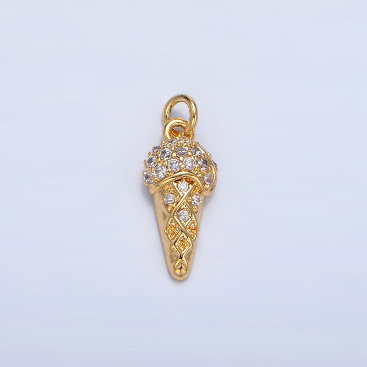 24K Gold Filled Micro Paved CZ Ice Cream Dessert Charm | X598