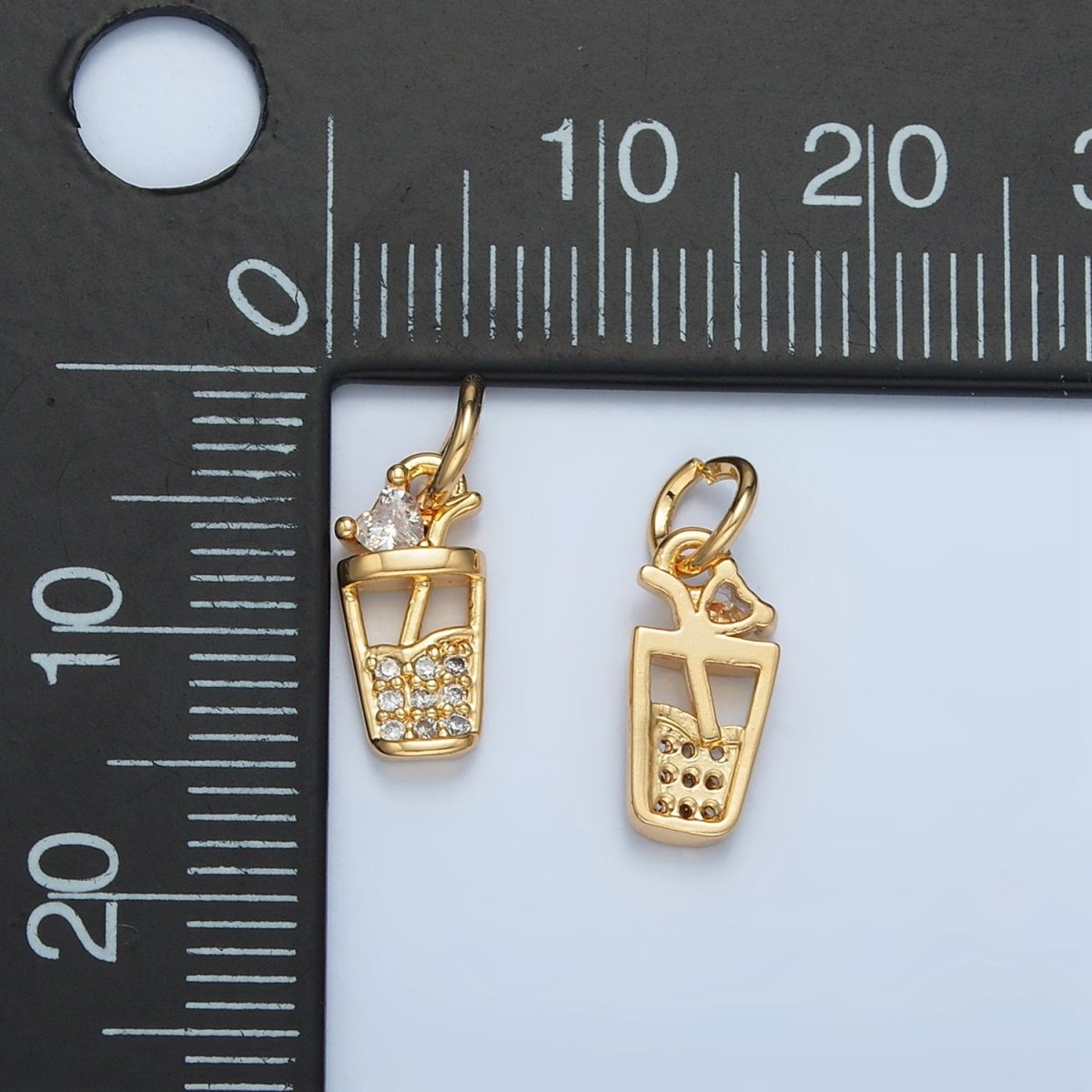 24K Gold Filled Micro Paved CZ Iced Drink Charm | E914