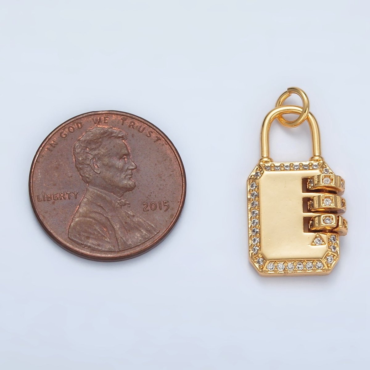 24K Gold Filled Micro Paved CZ Keylock Travel Charm | AG928