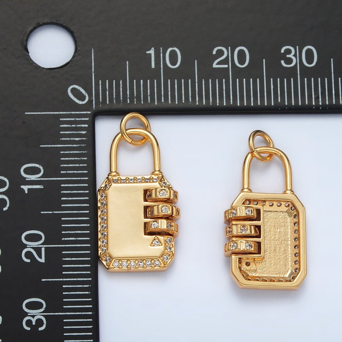 24K Gold Filled Micro Paved CZ Keylock Travel Charm | AG928