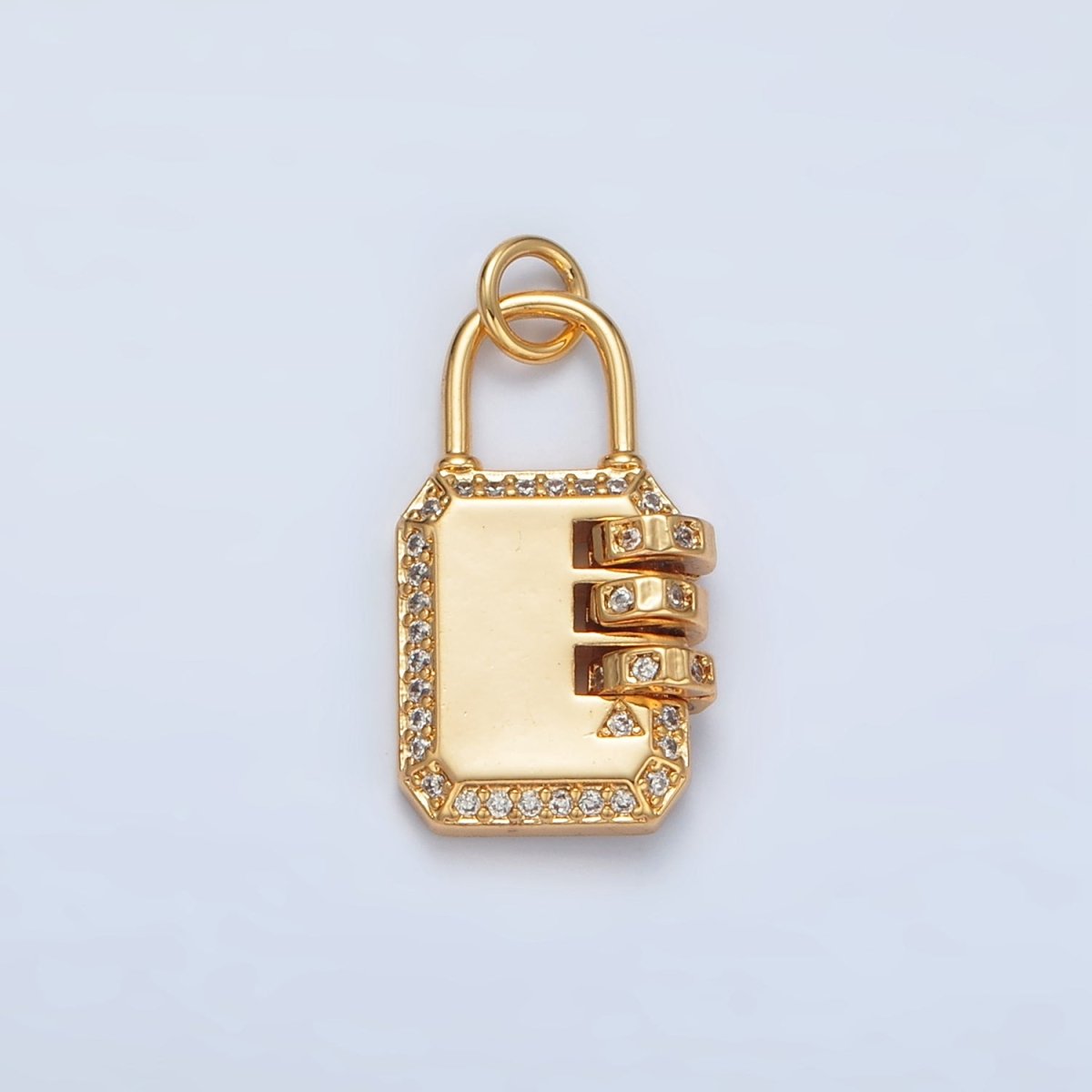 24K Gold Filled Micro Paved CZ Keylock Travel Charm | AG928