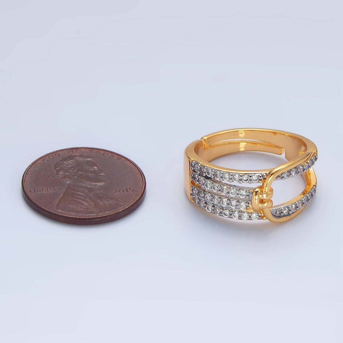 24K Gold Filled Micro Paved CZ Knuckle Band Mixed Metal Ring | O1428