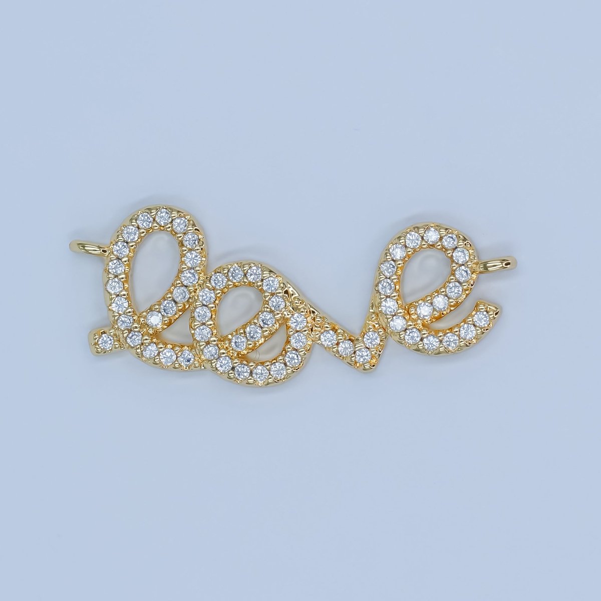 24K Gold Filled Micro Paved CZ "LOVE" Cursive Script Connector | Y007