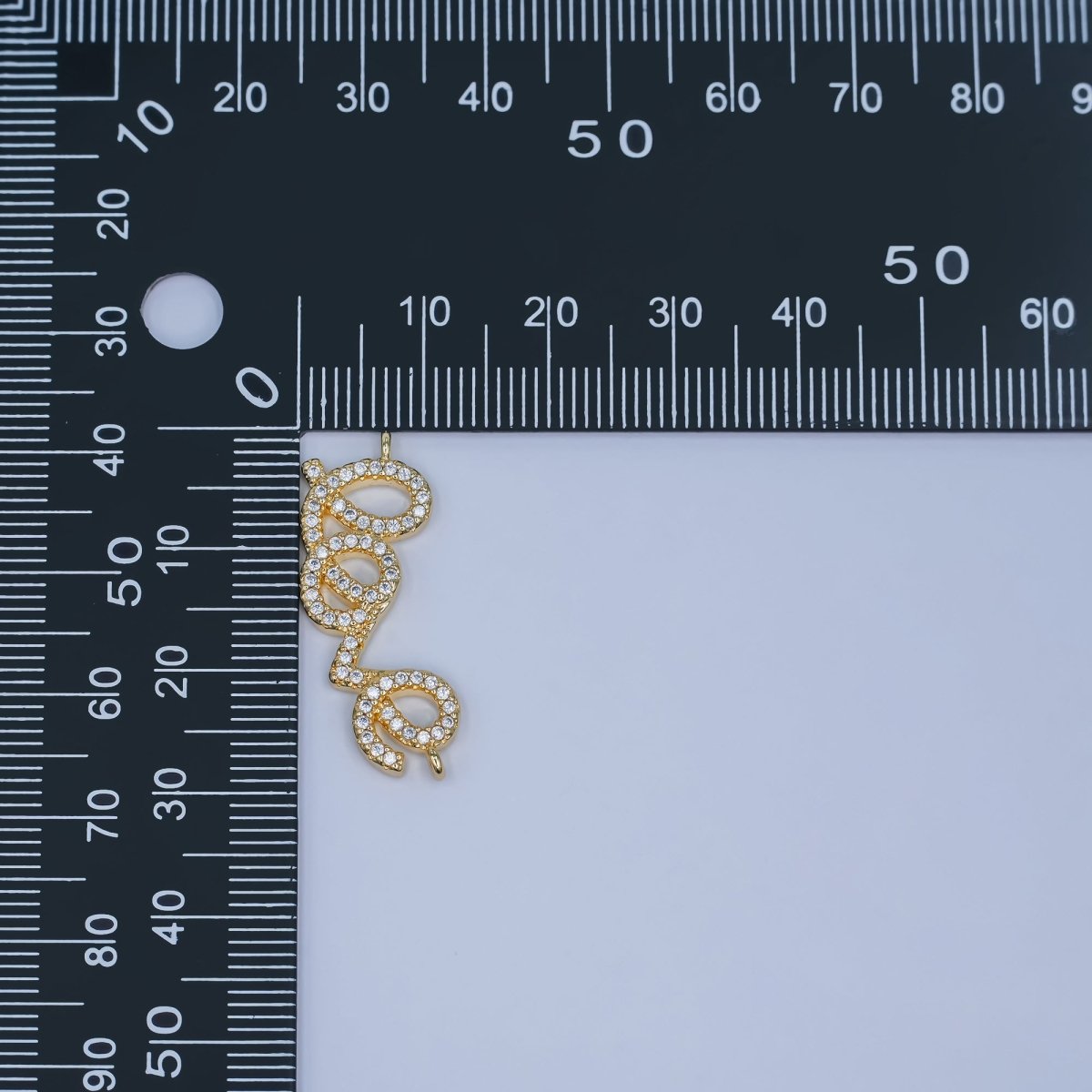 24K Gold Filled Micro Paved CZ "LOVE" Cursive Script Connector | Y007