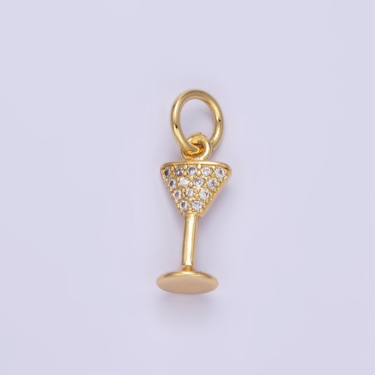 24K Gold Filled Micro Paved CZ Martini Alcohol Mini Charm | E351