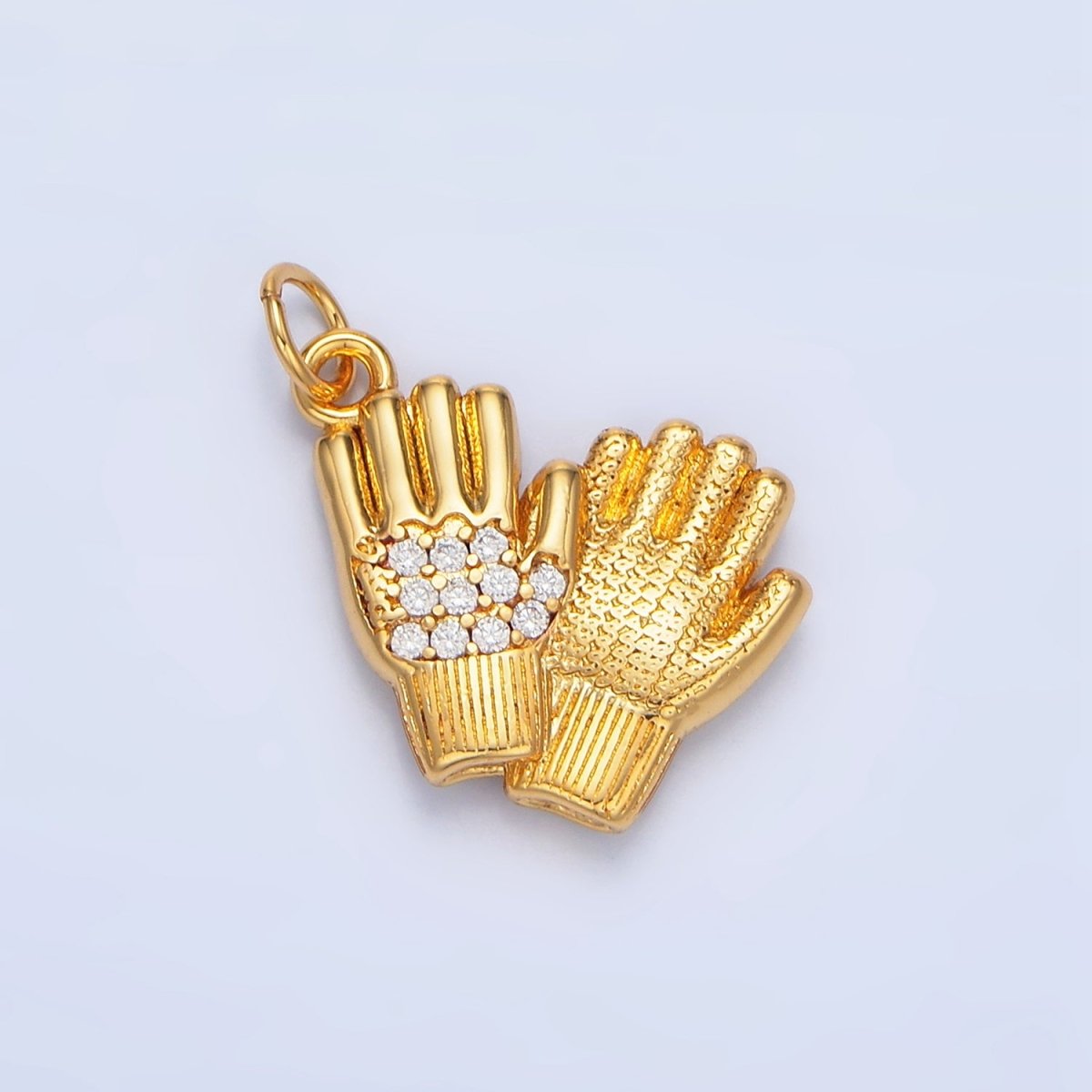 24K Gold Filled Micro Paved CZ Mittens Glove Multidimensional Charm | X614