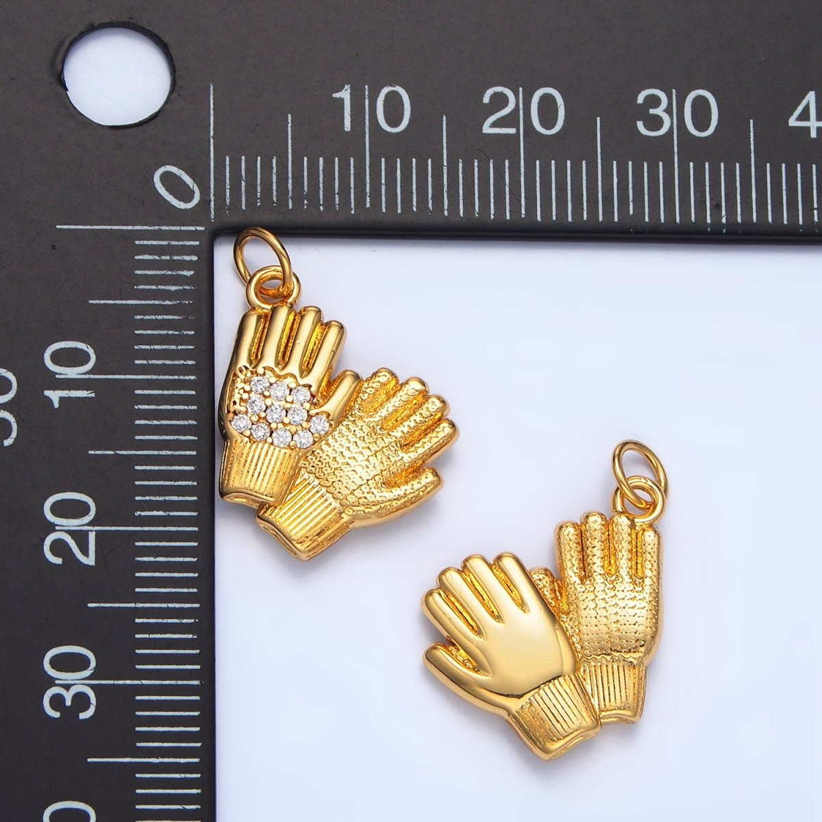 24K Gold Filled Micro Paved CZ Mittens Glove Multidimensional Charm | X614