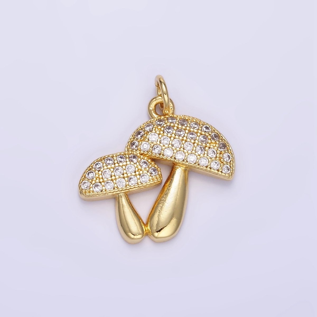 24K Gold Filled Micro Paved CZ Mushroom Charm | E345
