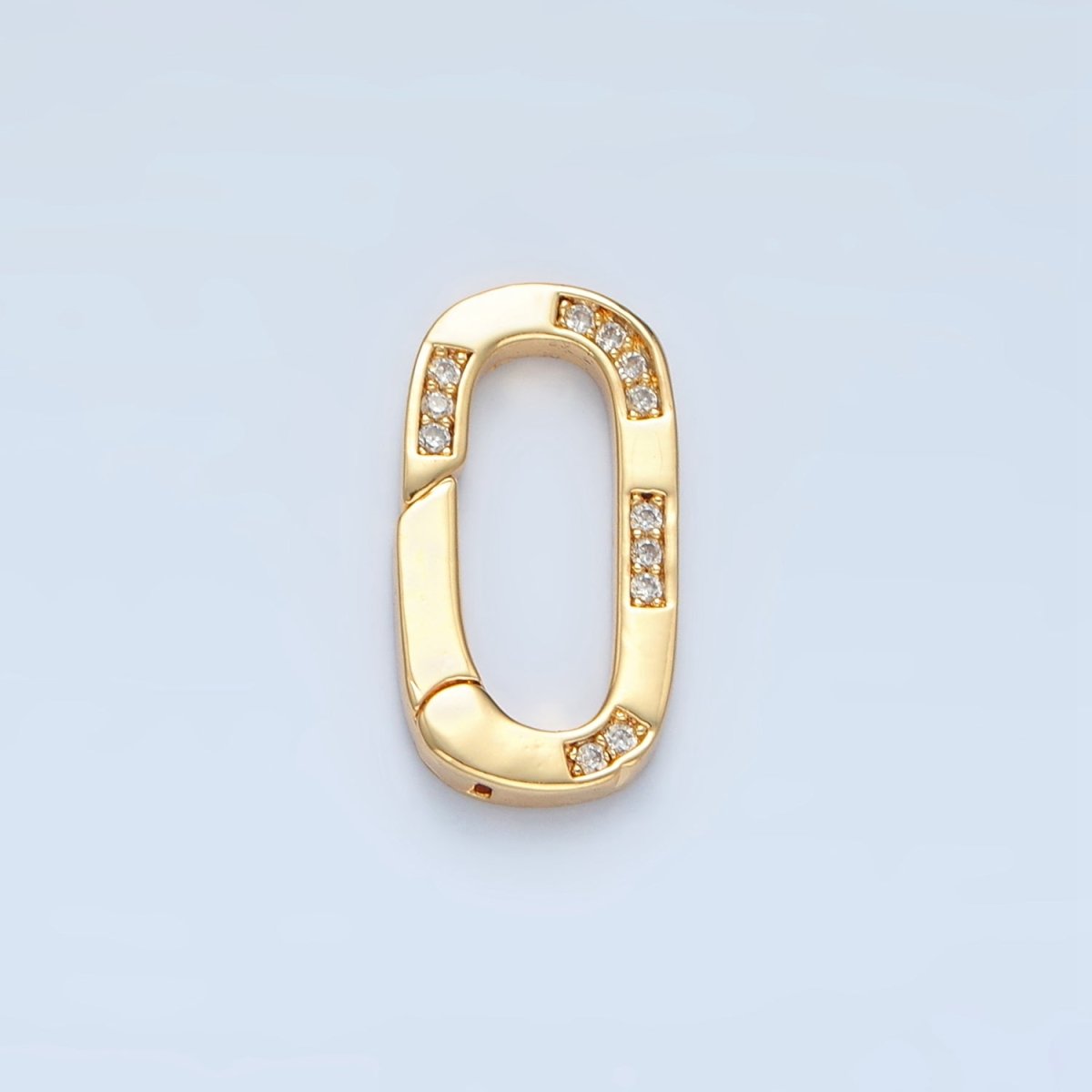 24K Gold Filled Micro Paved CZ Oblong Push Gate Closure Findings | Z878
