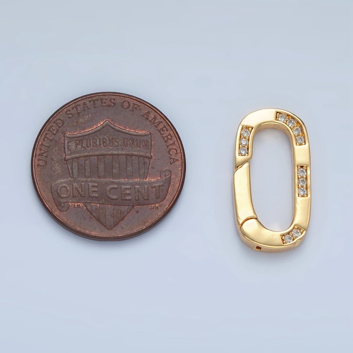 24K Gold Filled Micro Paved CZ Oblong Push Gate Closure Findings | Z878