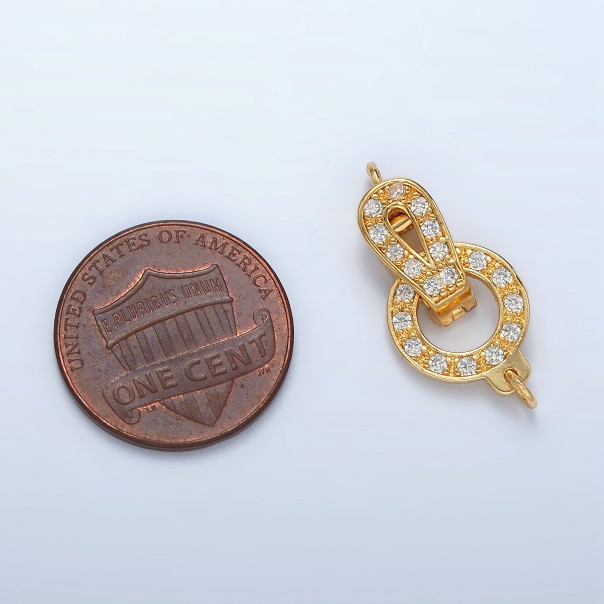 24K Gold Filled Micro Paved CZ Round Curved Snap Latch Closure Findings Set | Z855