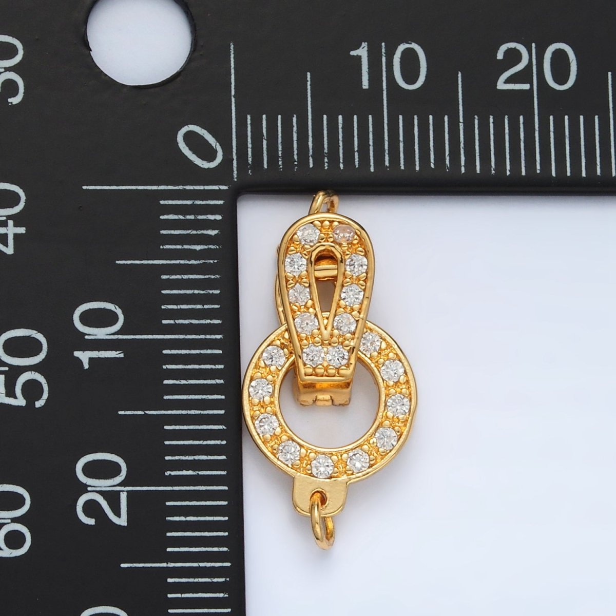 24K Gold Filled Micro Paved CZ Round Curved Snap Latch Closure Findings Set | Z855
