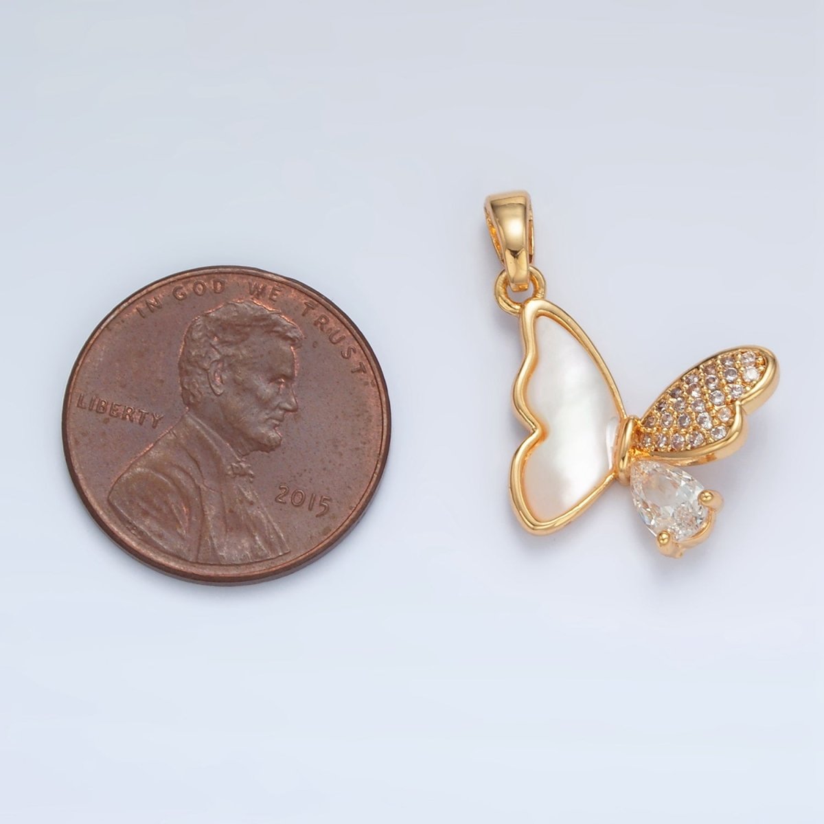 24K Gold Filled Micro Paved CZ Shell Pearl Pendant | AA1518