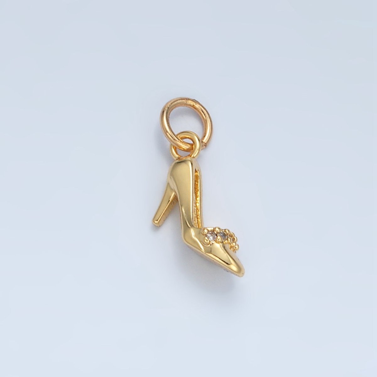 24K Gold Filled Micro Paved CZ Stiletto Heels Charm in Gold & Silver | X934
