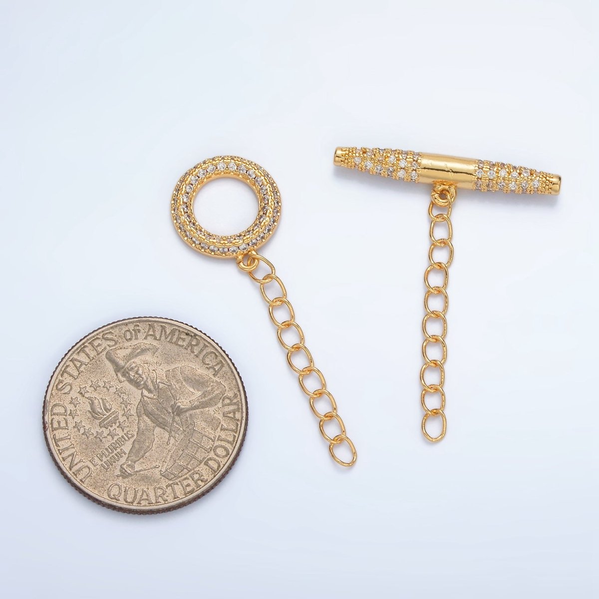 24K Gold Filled Micro Paved CZ Toggle Clasps Closure Findings | Z847