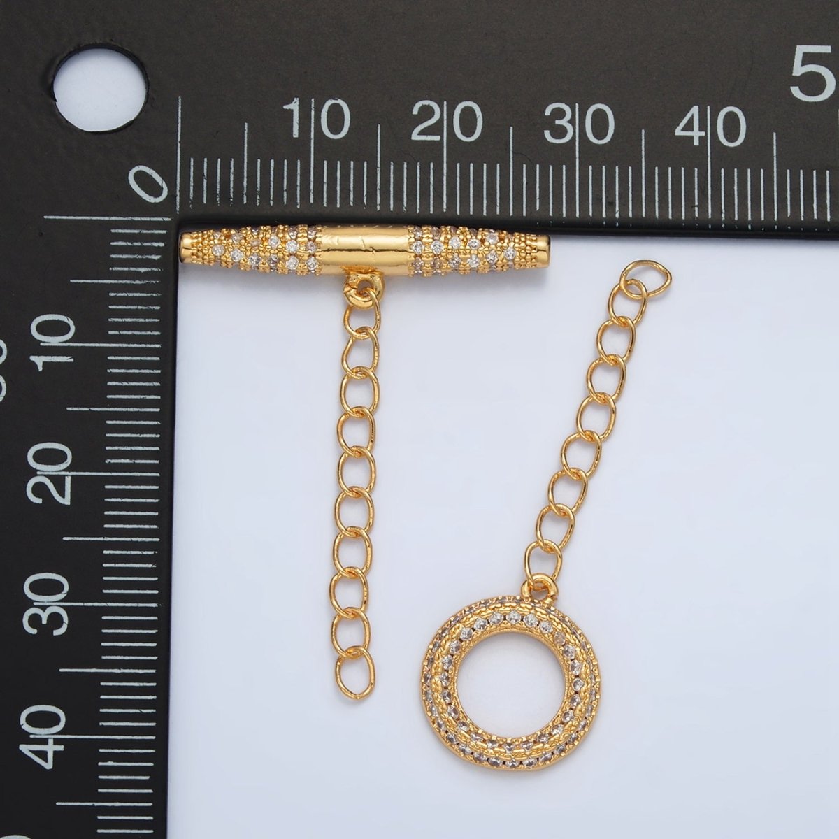 24K Gold Filled Micro Paved CZ Toggle Clasps Closure Findings | Z847
