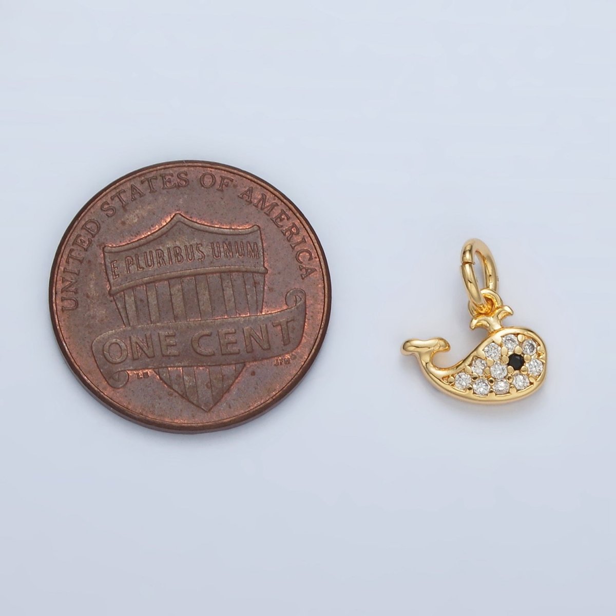 24K Gold Filled Micro Paved CZ Whale Charm | AC-171