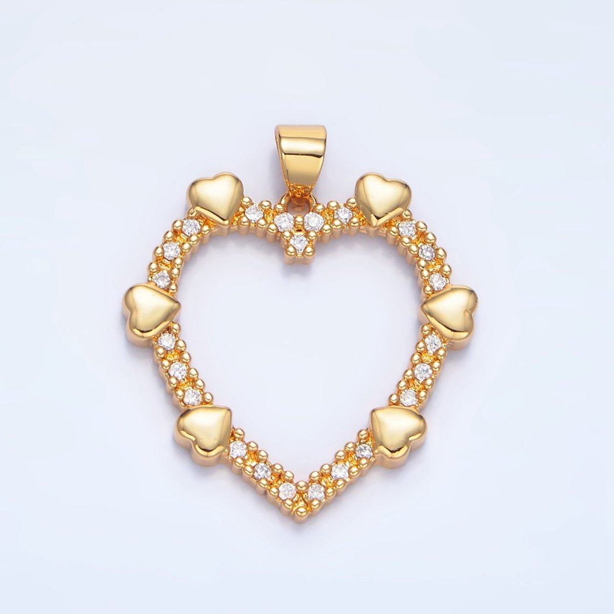 24K Gold Filled Micro Paved Multiple Open Heart Pendant | AA137