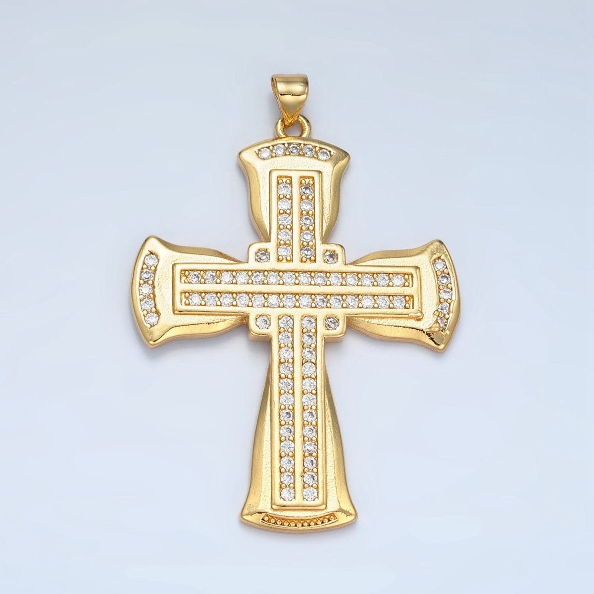 24K Gold Filled Micro Paved Religious Cross Pendant | AA-801