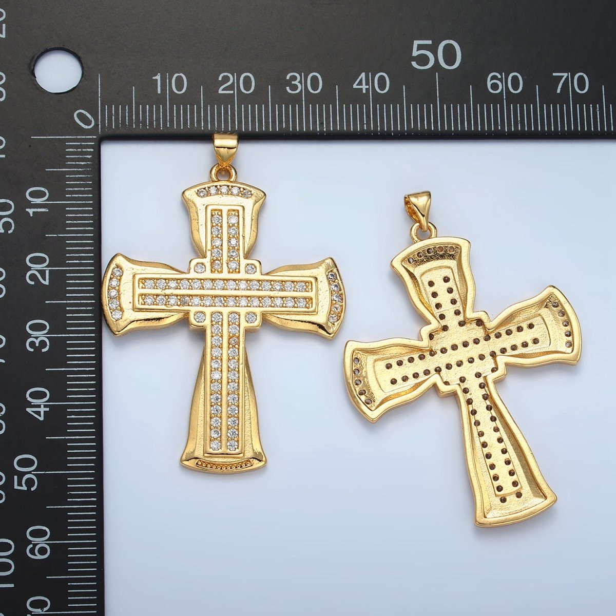 24K Gold Filled Micro Paved Religious Cross Pendant | AA-801
