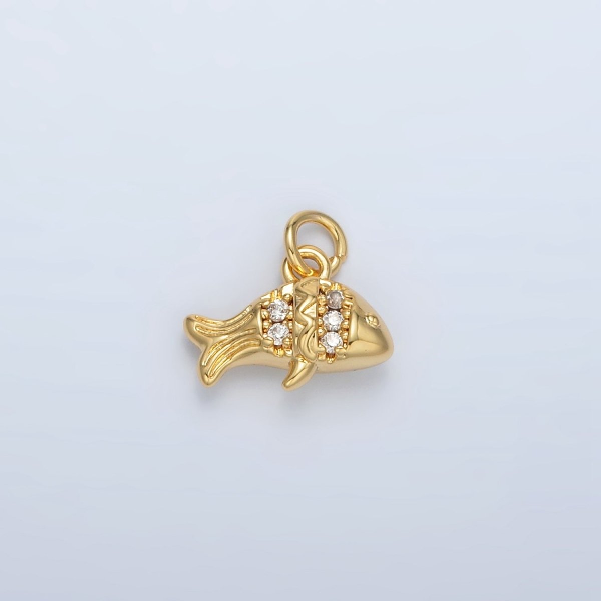 24K Gold Filled Micro Paved Tiny Fish Charm | AC-156