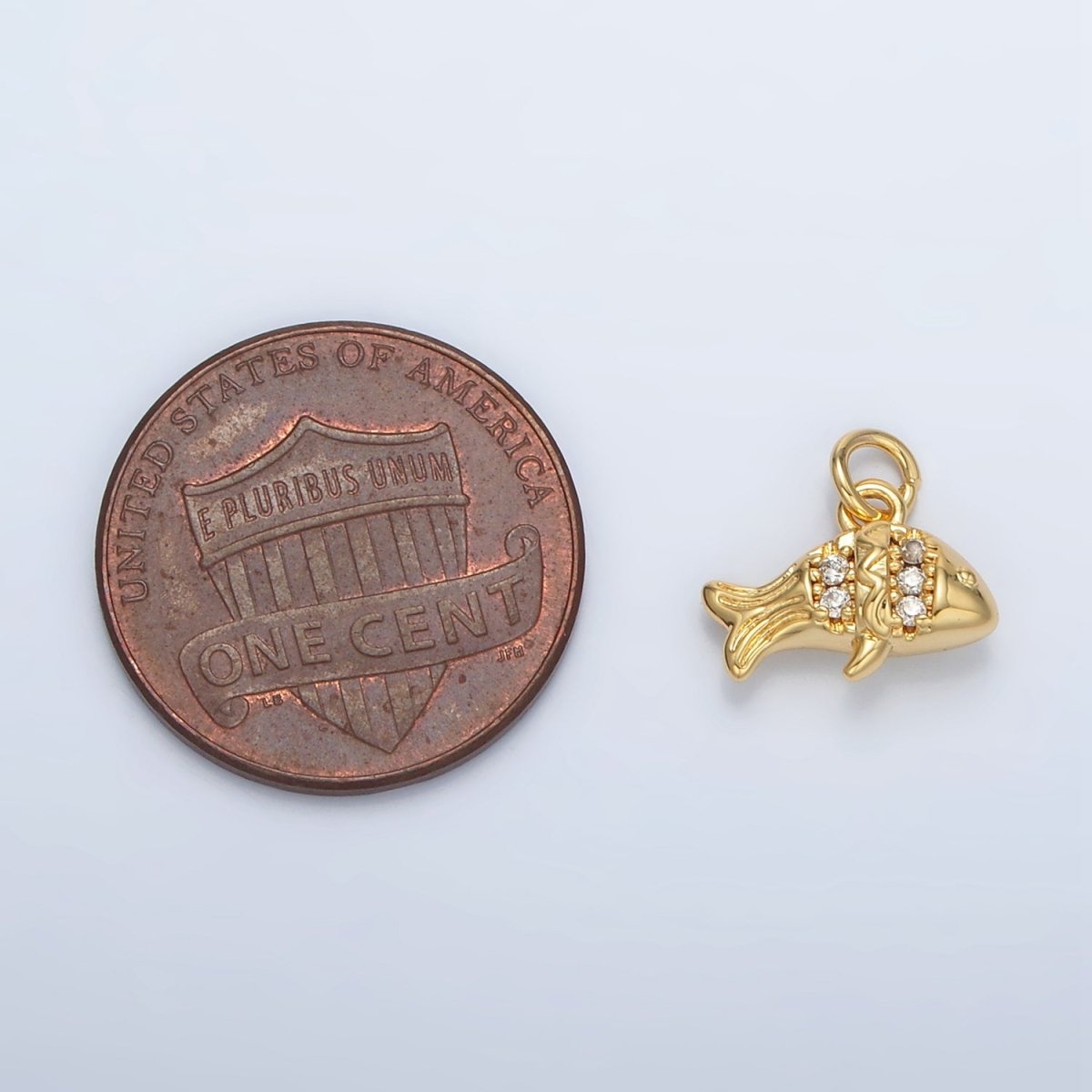 24K Gold Filled Micro Paved Tiny Fish Charm | AC-156