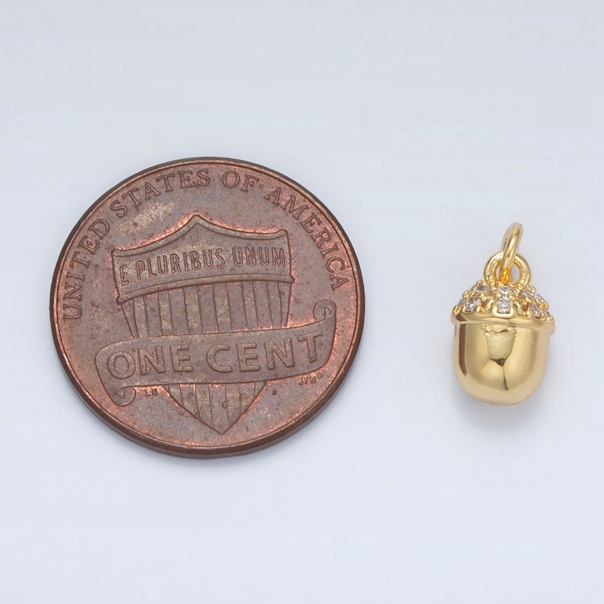 24K Gold Filled Micro Paved CZ Acorn Oaknut Mini Charm | AC-158