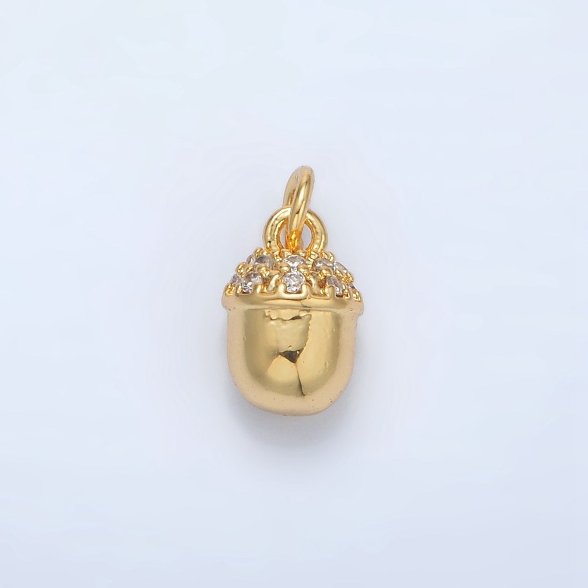 24K Gold Filled Micro Paved CZ Acorn Oaknut Mini Charm | AC-158