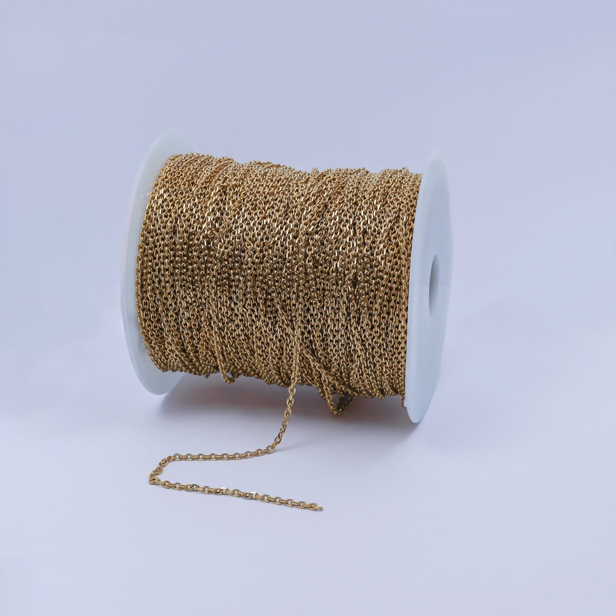 24K Gold Filled Mini 2mm Flat Cable Link Unfinished Chain | ROLL-948 Clearance Pricing