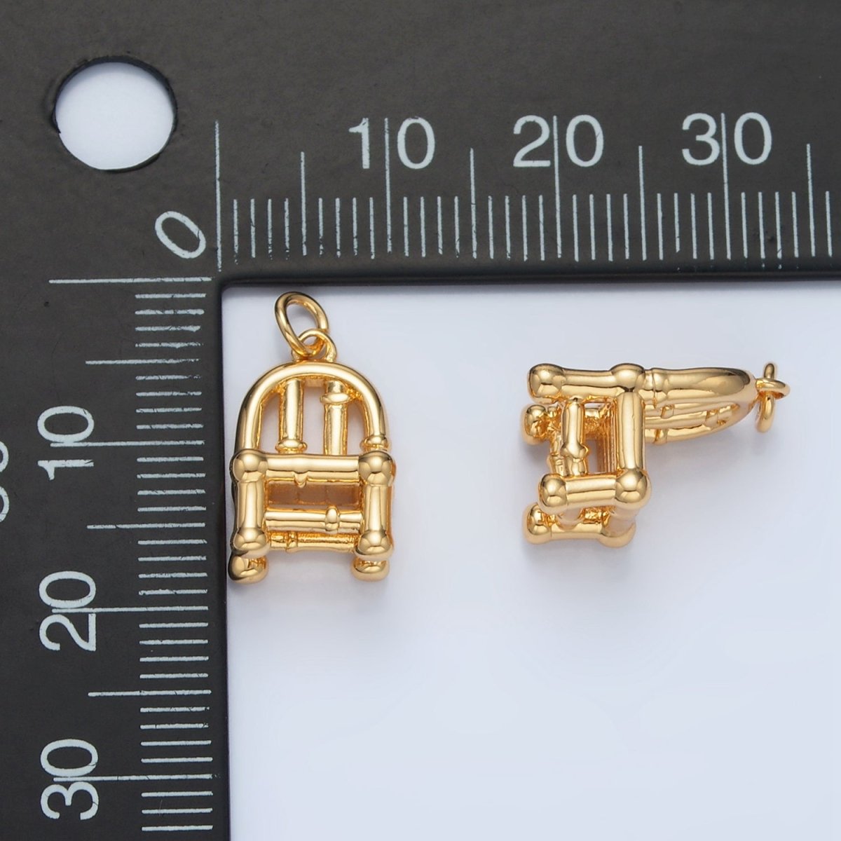 24K Gold Filled Mini Bamboo Sitting Chair Furniture Multidimensional Charm | AG903