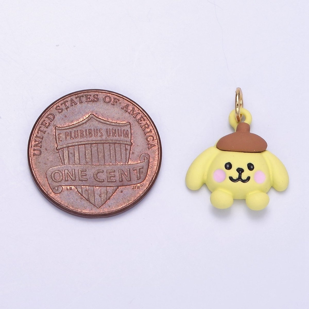 24K Gold Filled Mini Bear Dog Yellow Enamel Animal Charm | D030